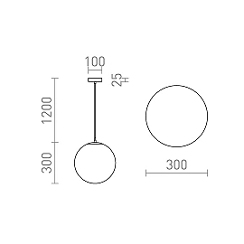 LUNA 30 pendant lamp opal glass/chrome, E27 15W (Rendl)