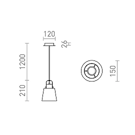 CHOUPETTE pendant lamp black grey wood, E27 11W (Rendl)