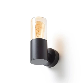 QUINN WALL outdoor wall lamp black amber glass, E27 11W (Rendl)