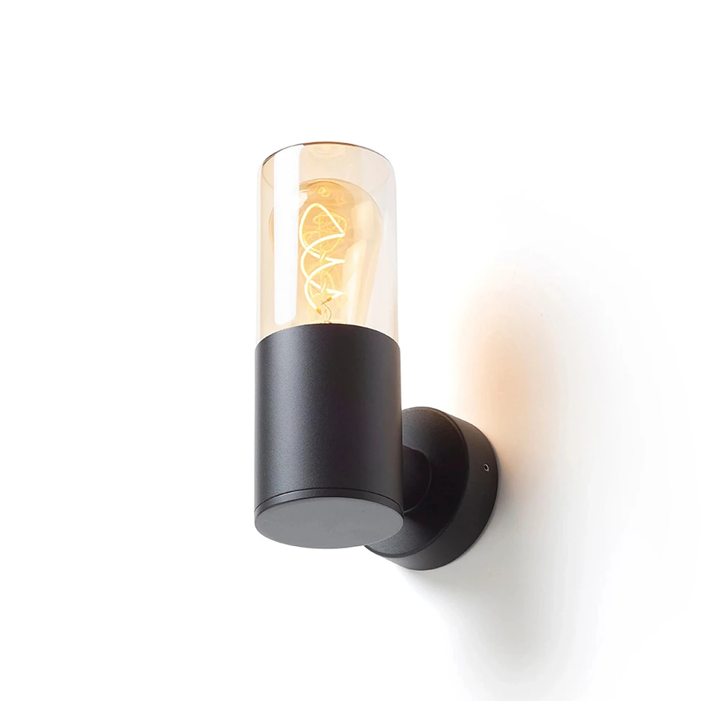 QUINN WALL outdoor wall lamp black amber glass, E27 11W (Rendl)