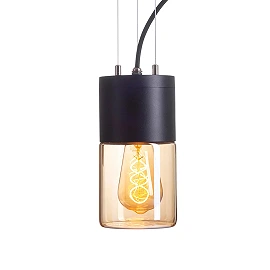 QUINN outdoor pendant lamp black amber glass, E27 11W (Rendl)