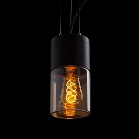 QUINN outdoor pendant lamp black amber glass, E27 11W (Rendl)