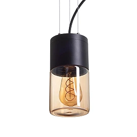 QUINN outdoor pendant lamp black amber glass, E27 11W (Rendl)