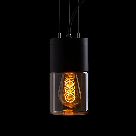 QUINN outdoor pendant lamp black amber glass, E27 11W (Rendl)