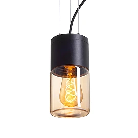 QUINN outdoor pendant lamp black amber glass, E27 11W (Rendl)