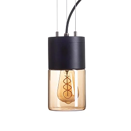 QUINN outdoor pendant lamp black amber glass, E27 11W (Rendl)