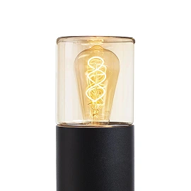 QUINN 60 outdoor bollard lamp black amber glass, E27 11W (Rendl)