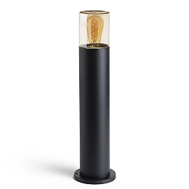 QUINN 60 outdoor bollard lamp black amber glass, E27 11W (Rendl)