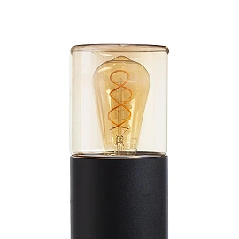 QUINN 60 outdoor bollard lamp black amber glass, E27 11W (Rendl)