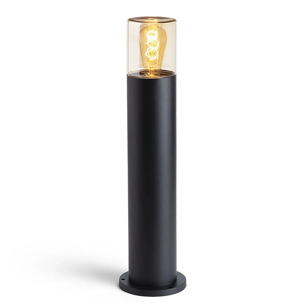 QUINN 60 outdoor bollard lamp black amber glass, E27 11W (Rendl)