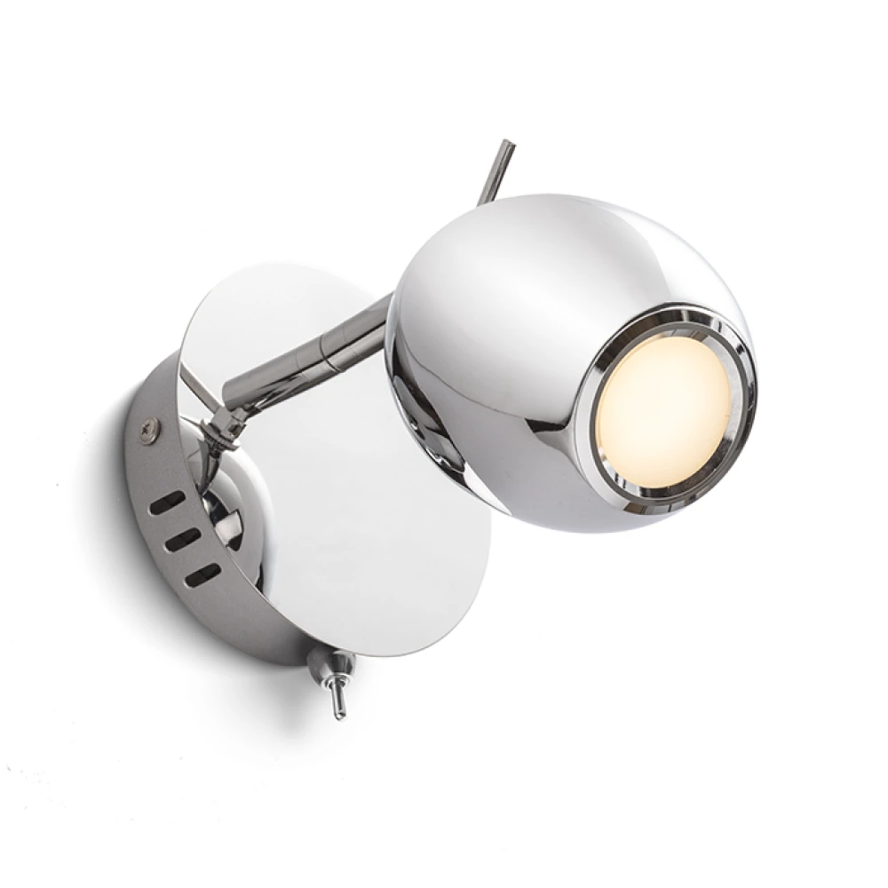 Adjustable wall spotlight MOKO, LED 3 W, 3000 K, 270 lm, chrome (Rendl light studio)