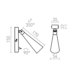ALEXIS WALL reading lamp white chrome, GU10 5W (Rendl)