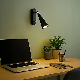 ALEXIS WALL reading lamp black chrome, GU10 5W (Rendl)