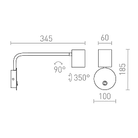 FILIP wall lamp with arm black, GU10 5W (Rendl)