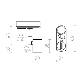 TRICA 1-circuit track light white, GU10, adjustable (Rendl)