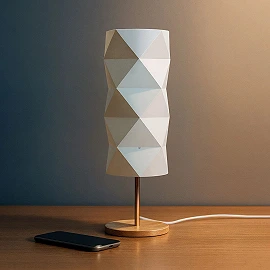 ZUMBA table lamp white PVC/wood/chrome, E14 11W (Rendl)