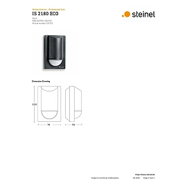 IS 2180 ECO black outdoor motion sensor, 180°, 12 m, IP54 (STEINEL)