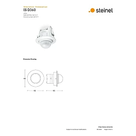 IS D360 ECO white recessed motion sensor, 360°, IP20 (STEINEL)