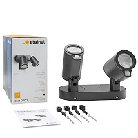 STEINEL Spot DUO S — twin wall spotlight with PIR, 2x GU10, anthracite, IP44, 3000K