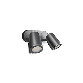 STEINEL Spot DUO S — twin wall spotlight with PIR, 2x GU10, anthracite, IP44, 3000K