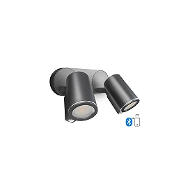 STEINEL Spot DUO SC — Bluetooth PIR twin wall spotlight, 2x GU10, anthracite, IP44, 3000K