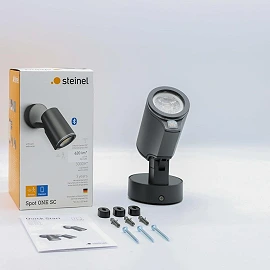 STEINEL Spot ONE SC — Bluetooth PIR wall spotlight, 1x GU10, anthracite, IP44, 3000K