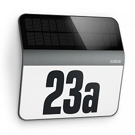 Izgaismots ēkas numurs "XSolar LH-N", saules panelis, akumulators, ner.tērauds/sudrabs, STEINEL