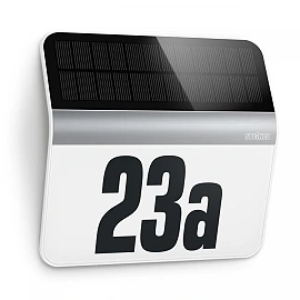 Izgaismots ēkas numurs "XSolar LH-N", saules panelis, akumulators, ner.tērauds/sudrabs, STEINEL