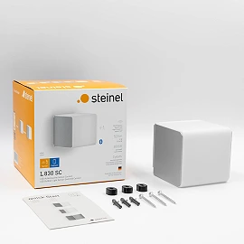 STEINEL L 830 SC Cubo āra sienas sensorlampa, Bluetooth, 9,1 W, 523 lm, 3000 K, sudraba — 055509