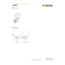 STEINEL L 400 S āra sienas sensorlampa, E27, 240°, IP44, balta — 611118