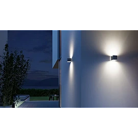 STEINEL L 840 SC Cube outdoor wall sensor light, Bluetooth, 9.1 W, 319 lm, 3000 K, IP44, silver — 055547