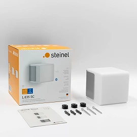STEINEL L 835 SC Cube outdoor wall sensor light, Bluetooth, 9.1 W, 616 lm, 3000 K, IP44, silver — 055523