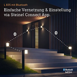 STEINEL L 835 C Cube āra sienas lampa bez sensora, Bluetooth, 9,1 W, 616 lm, 3000 K, IP44, antracīta — 079260