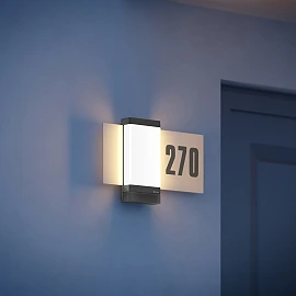STEINEL L 270 digi SC outdoor wall light with sensor and house-number panel, Bluetooth, 7.8 W, 637 lm, 3000 K, anthracite — 067205