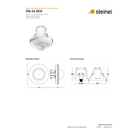 STEINEL PD-24 ECO COM1 DE presence detector, in-ceiling, 360°, motion Ø24 m, white — 087852