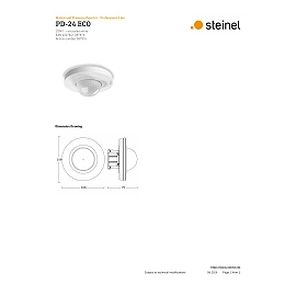 STEINEL PD-24 ECO COM1 UP presence detector, flush-mounted in a box, 360°, motion Ø24 m, white — 087876