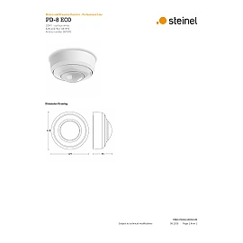 STEINEL PD-8 ECO COM1 AP klātbūtnes sensors, virsapmetuma montāžai, 360°, kustība Ø8 m, balts — 087890