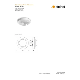 STEINEL PD-8 ECO COM1 UP presence detector, flush-mounted in a box, 360°, motion Ø8 m, white — 087937