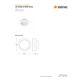 STEINEL IS 2360-3 ECO surface-mounted ceiling motion detector, 360°, Ø24 m, IP54, white — 057770