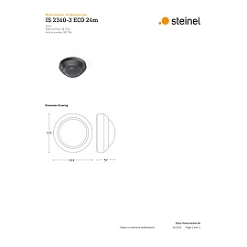 STEINEL IS 2360-3 ECO virsapmetuma griestu kustības sensors, 360°, Ø24 m, IP54, melns — 081706