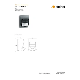 STEINEL IS 2160 ECO sienas kustības sensors, 160°, līdz 12 m, IP54, melns — 605919