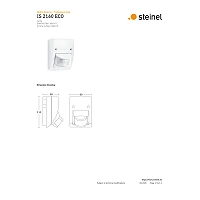 STEINEL IS 2160 ECO sienas kustības sensors, 160°, līdz 12 m, IP54, balts — 606015