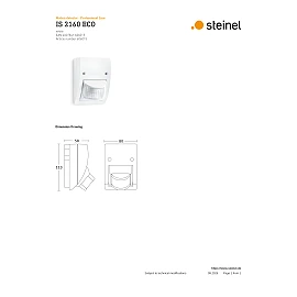 STEINEL IS 2160 ECO wall motion detector, 160°, up to 12 m, IP54, white — 606015
