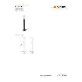 STEINEL GL 65 S dārza LED stabiņš ar sensoru, 8,7 W, 575 lm, 3000 K, IP44, antracīts — 069476