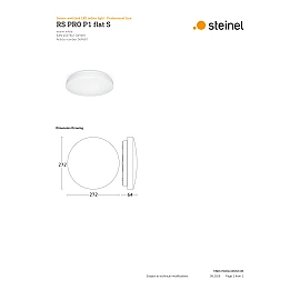 STEINEL RS PRO P1 flat S iekštelpu LED sensorplafons, 9,4 W, 942 lm, 3000 K, IP54, balts — 069681