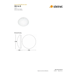 STEINEL RS 16 S PMMA indoor LED sensor ceiling light, 9.5 W, 958 lm, 4000 K, white — 008383