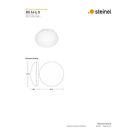 STEINEL RS 16 L S sienas un griestu sensorlampa, E27, maks. 60 W, IP44, balta — 738013