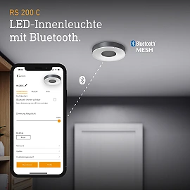 STEINEL RS 200 C iekštelpu LED plafons bez sensora, Bluetooth, 17,1 W, 1165 lm, 3000 K, antracīts — 078775