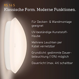 STEINEL RS 16 S PMMA indoor LED sensor ceiling light, 9.5 W, 958 lm, 4000 K, white — 008383