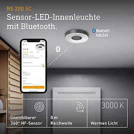 STEINEL RS 200 SC iekštelpu LED sensorplafons, Bluetooth, 17,1 W, 1165 lm, 3000 K, antracīts — 078782